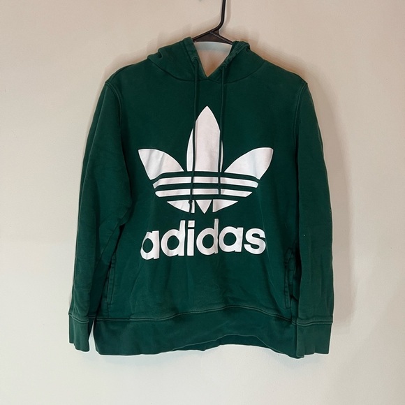 adidas Tops - Adidas Forest Green Hoodie with White Logo